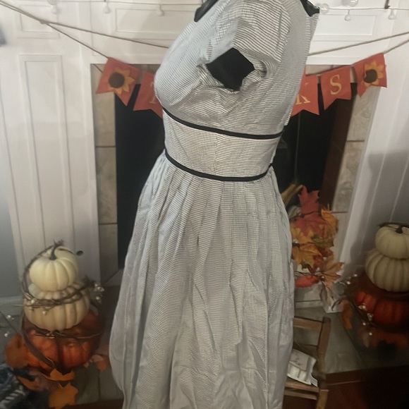 Vintage 1950s Betty Lane Striped Chiffon Dress - Picture 3 of 11